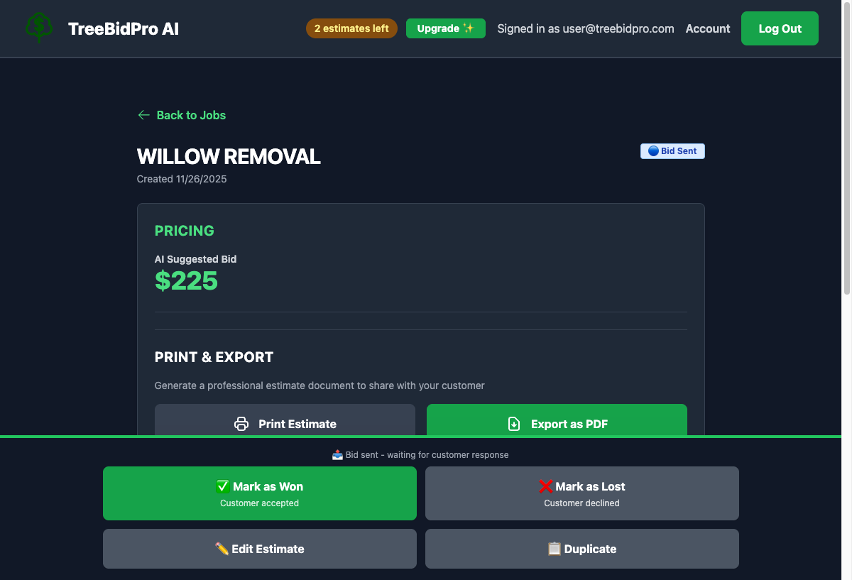 TreeBidPro - Screenshot 1