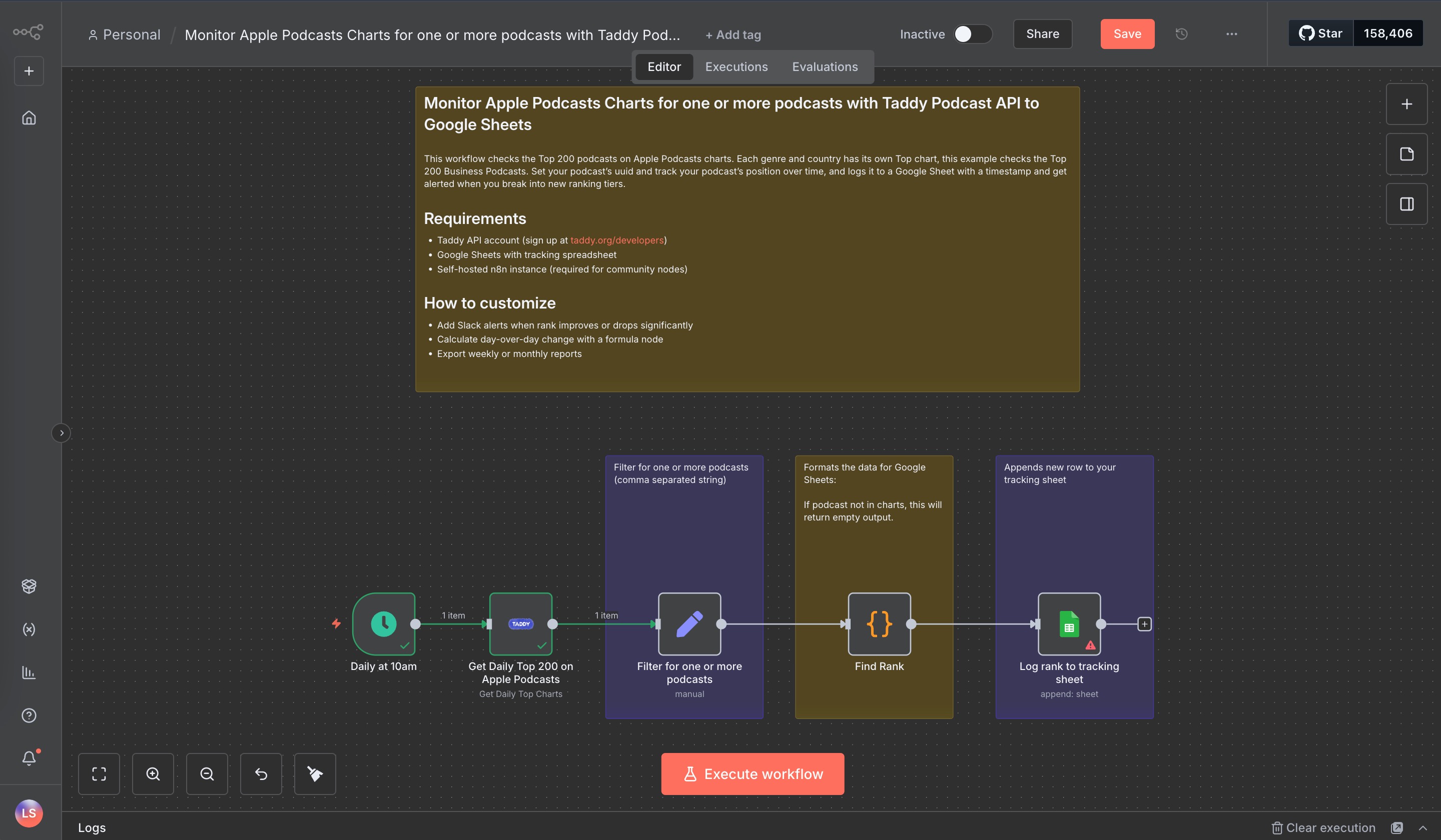 Taddy API n8n Integration - Screenshot 1