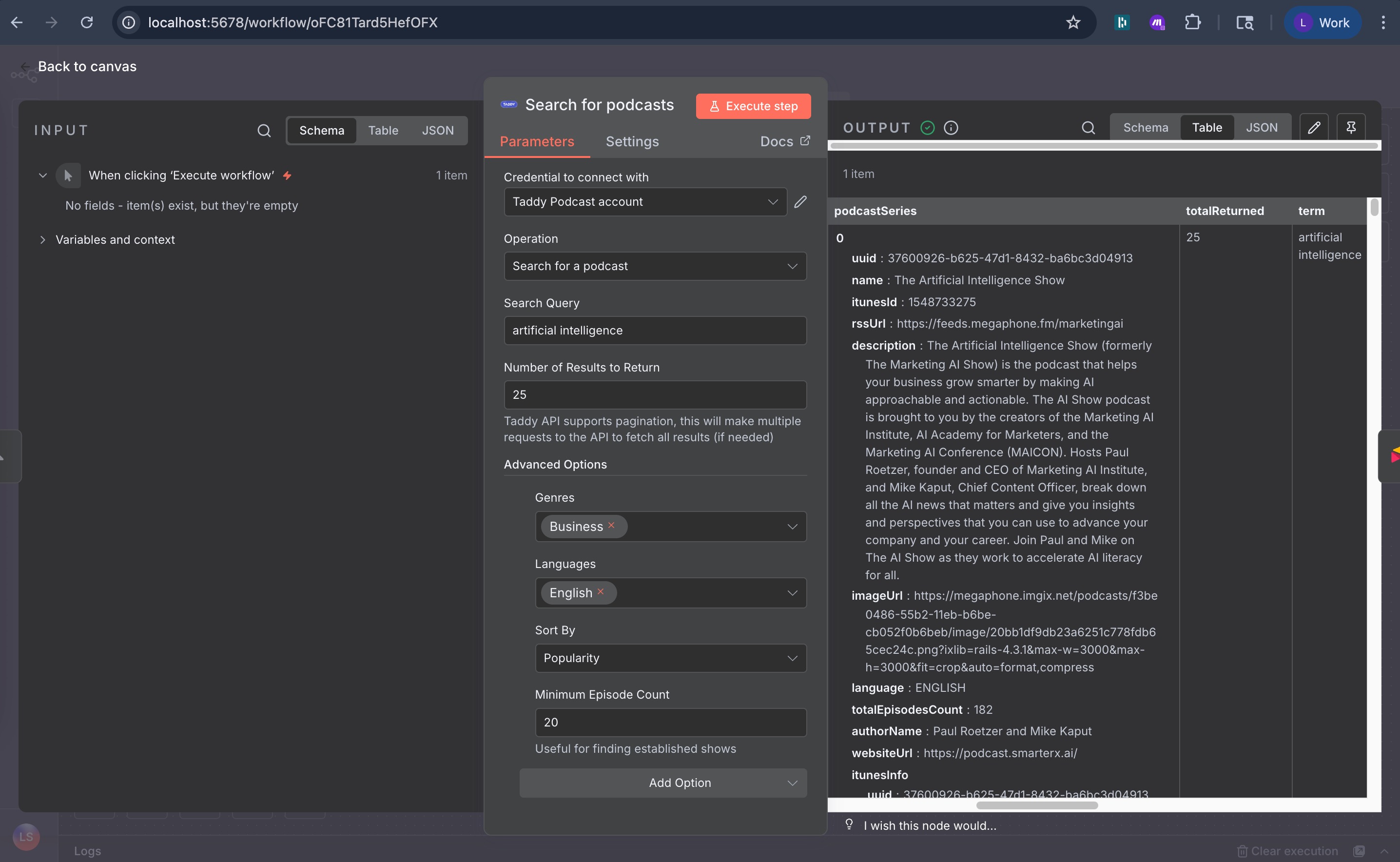 Taddy API n8n Integration - Screenshot 1