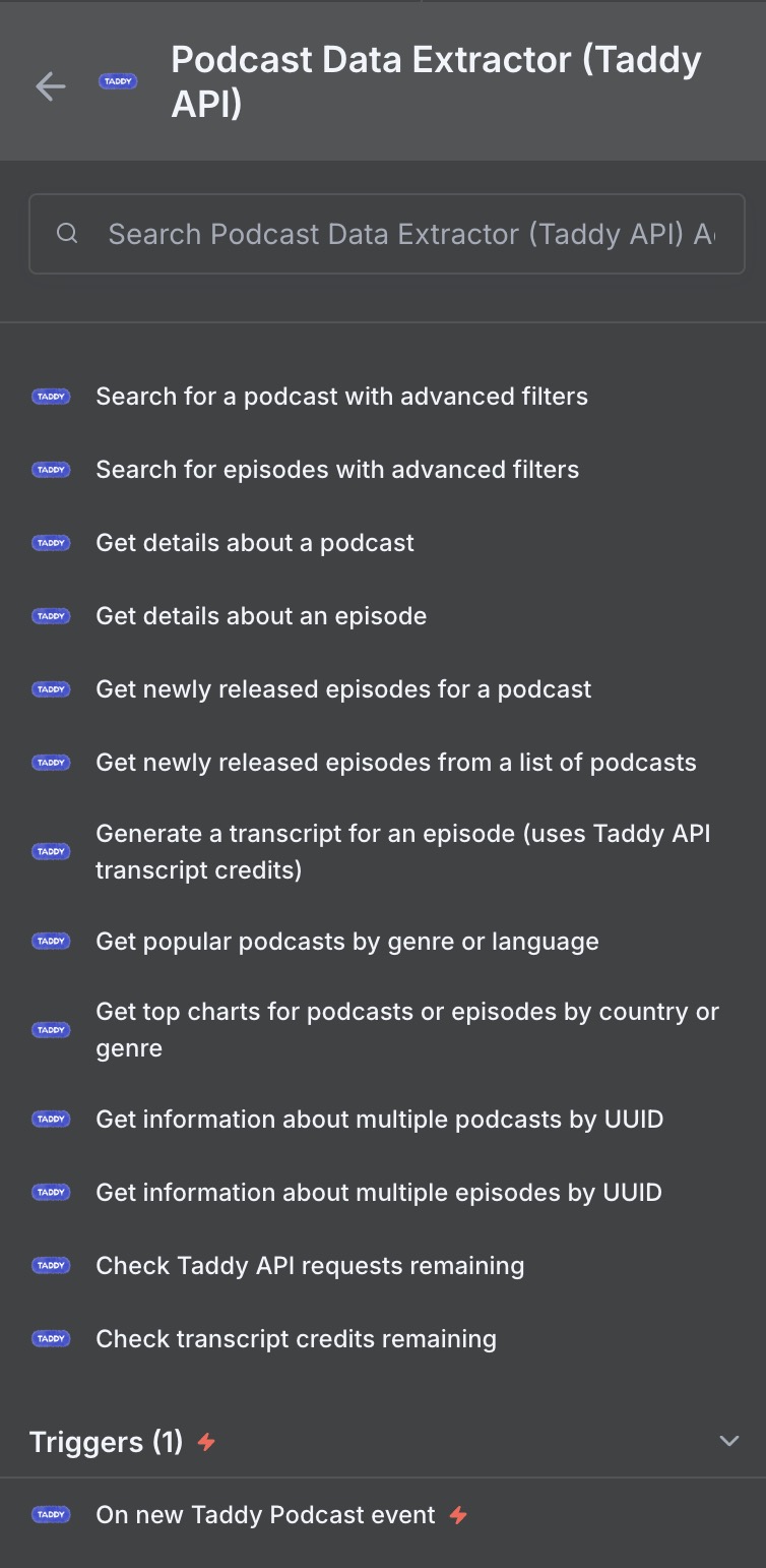 Taddy API n8n Integration - Screenshot 1