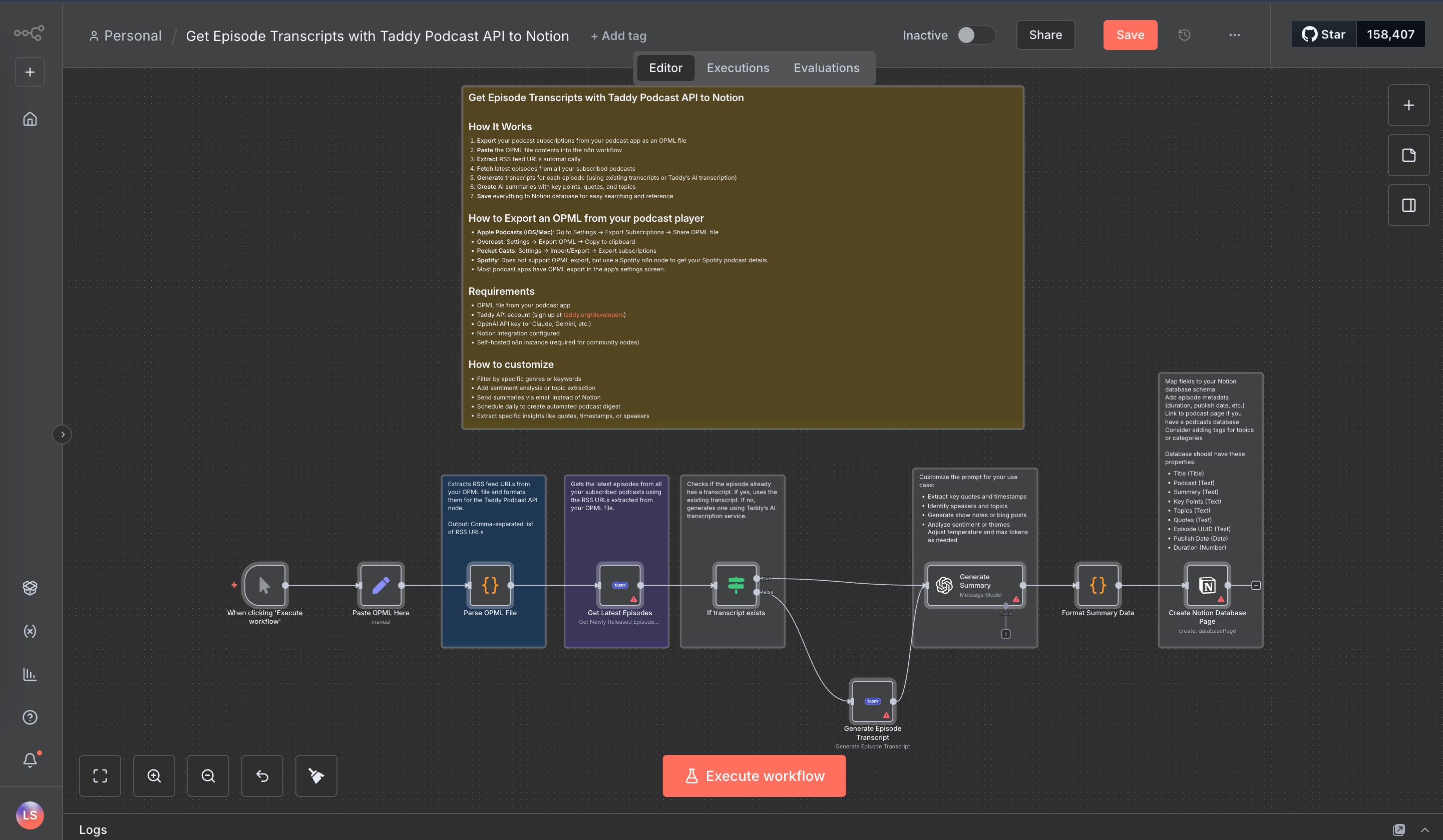 Taddy API n8n Integration - Screenshot 1